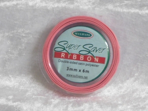 3mm x 6m Double Sided Satin Ribbon Lolly Musk